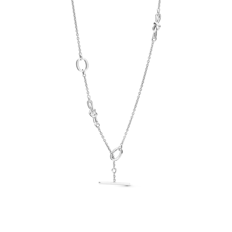398080 Collana con barretta a T Cuori intrecciati