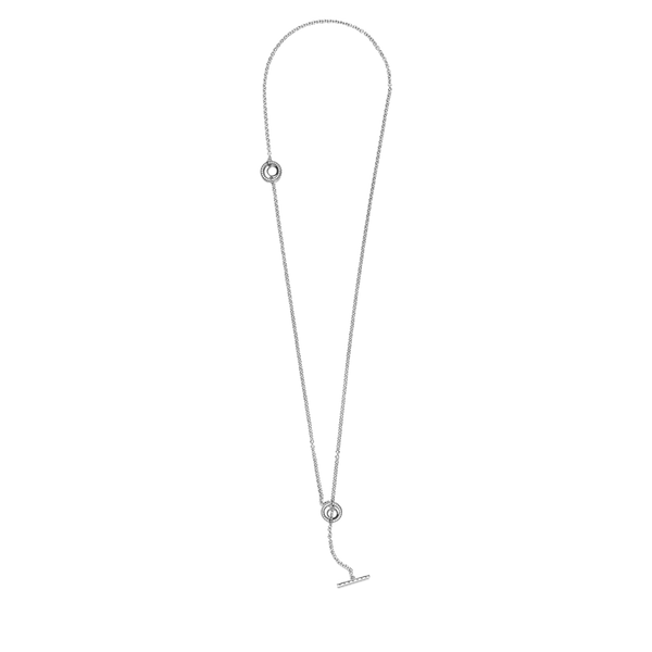 399050c01 Collana con cuore barretta a T logo e cerchio con pavé