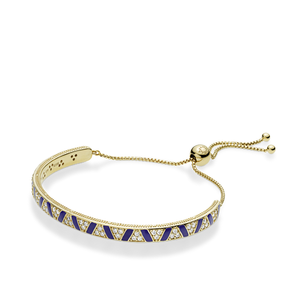 568051cz Bracciale con pietre e strisce blu e chiusura regolabile