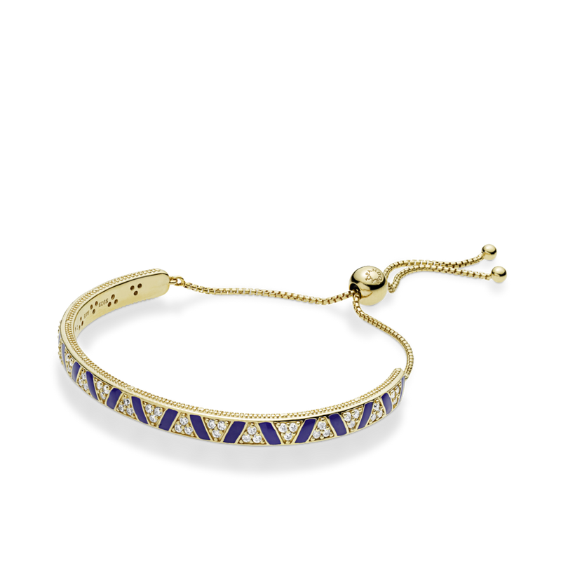 568051cz Bracciale con pietre e strisce blu e chiusura regolabile