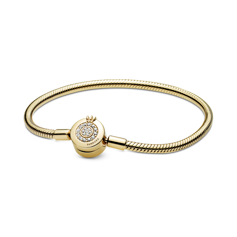 569046c01 Bracciale Pandora Moments scintillante con maglia snake e O coronata
