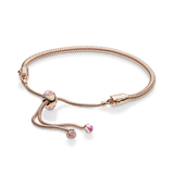 588093nccmx Bracciale regolabile con maglia snake Fiore di pesco rosa Pandora Moments