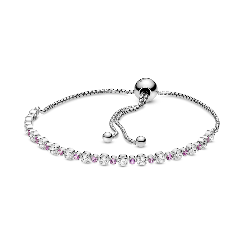 598517c02 Bracciale scintillante rosa e bianco con chiusura regolabile
