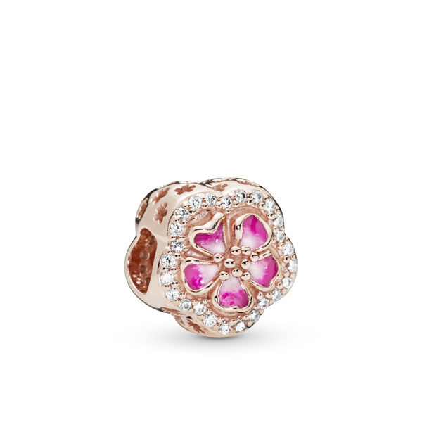 788079cz Charm Fiore di pesco scintillante rosa