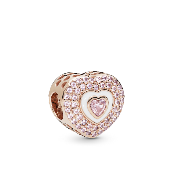 788097npr Charm a cuore con pavé rosa