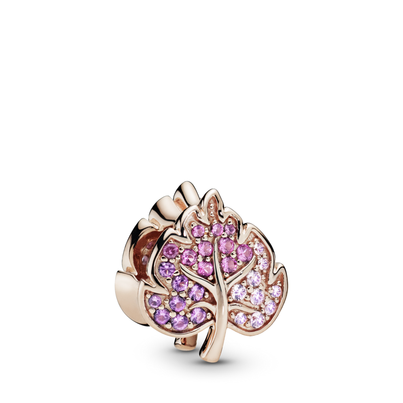 788322npmmx Charm Foglia Scintillante in Pavé