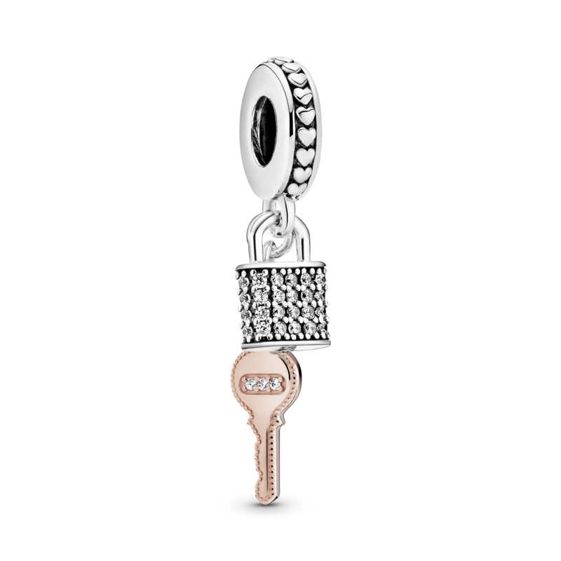 788682c01 Charm pendente Lucchetto e chiave con pavé