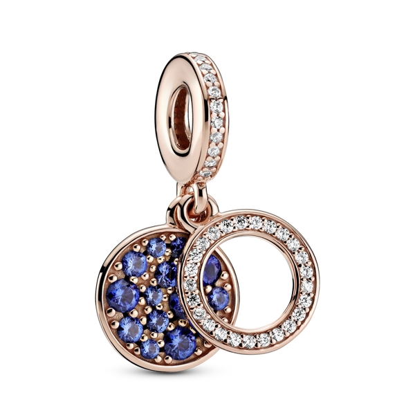 789186c01 Charm pendente doppio con disco blu scintillante