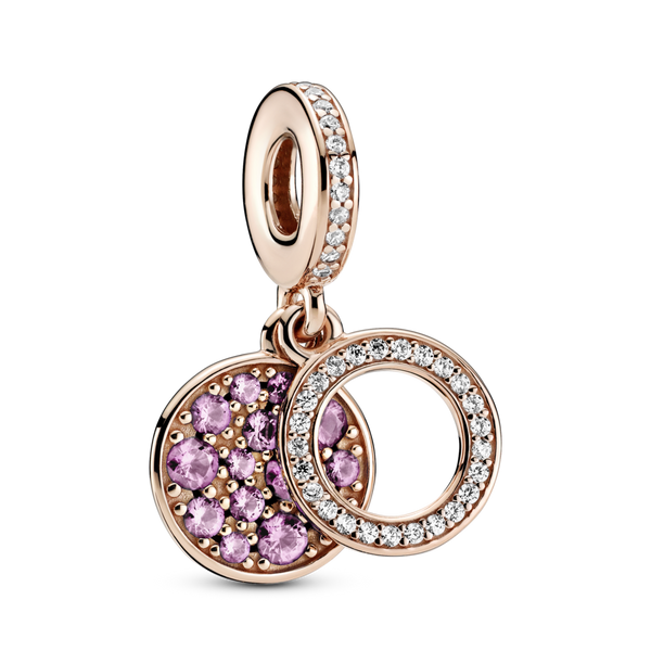 789186c02 Charm pendente doppio con disco rosa scintillante