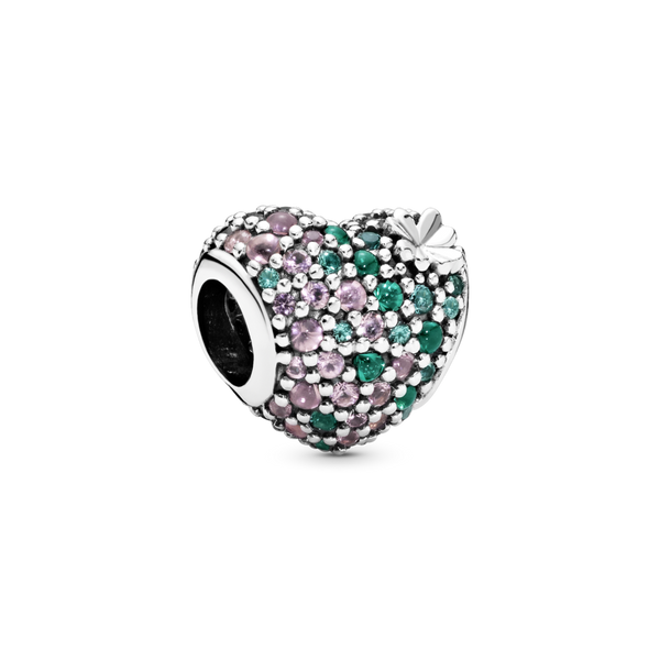 797869nrgmx Charm a cuore Quadrifoglio con pavé