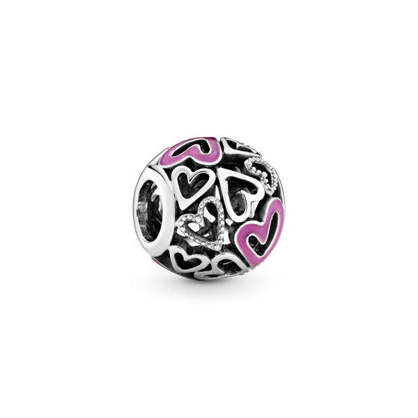 798677c01 Charm a cuore rosa openwork