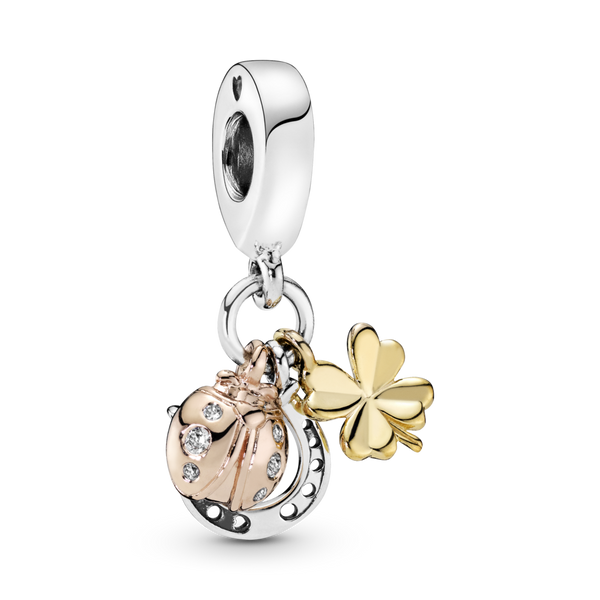 798717c01 Charm pendente Ferro di cavallo  quadrifoglio e coccinella