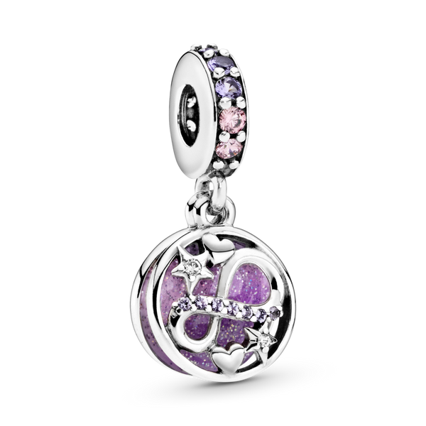 798829c01 Charm pendente Infinito con cuori e stelle sfavillante
