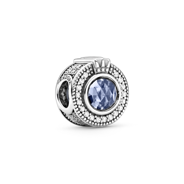 799058c01 Charm blu con O coronata scintillante