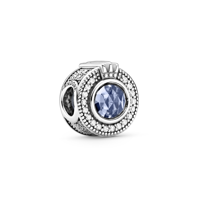799058c01 Charm blu con O coronata scintillante