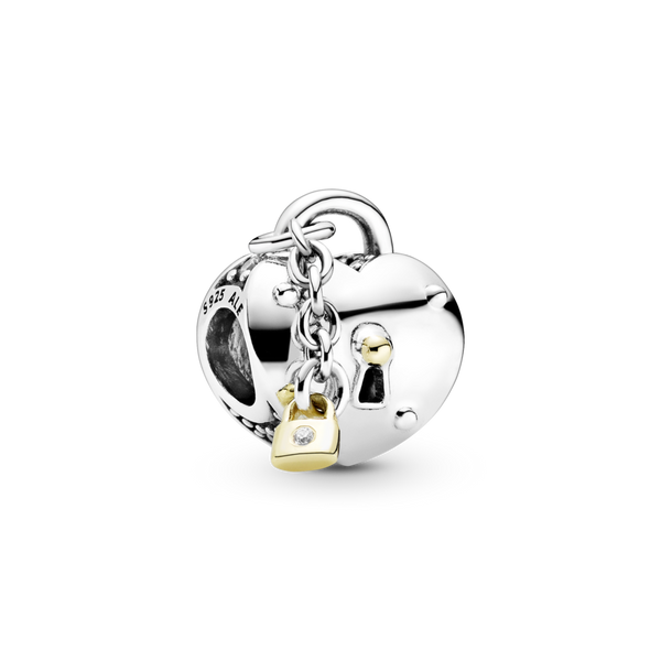 799160c01 Charm Cuore e lucchetto bicolore