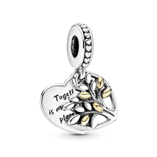 799161c00 Charm pendente Albero della famiglia a cuore bicolore