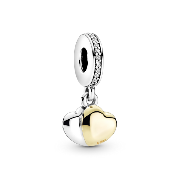 799162c01 Charm pendente Doppio cuore bicolore