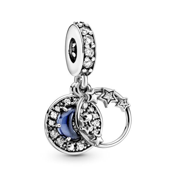 799216c01 Charm pendente Stelle e luna crescente con cielo notturno