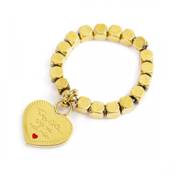 ANELLO ELASTICO CON PENDENTE CUORE SORELLA  - Gioielleria Fondente