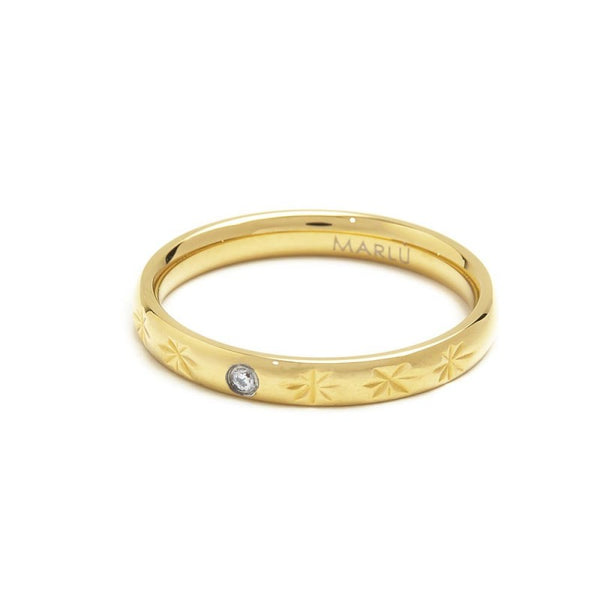 33an0006g Anello con cristallo e texture a stelle incise