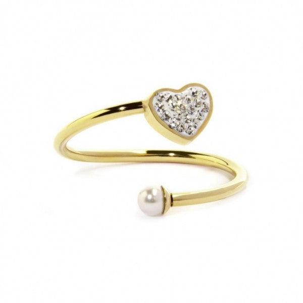 15AN011GW-M ANELLO CUORE CON CRISTALLI E PERLA