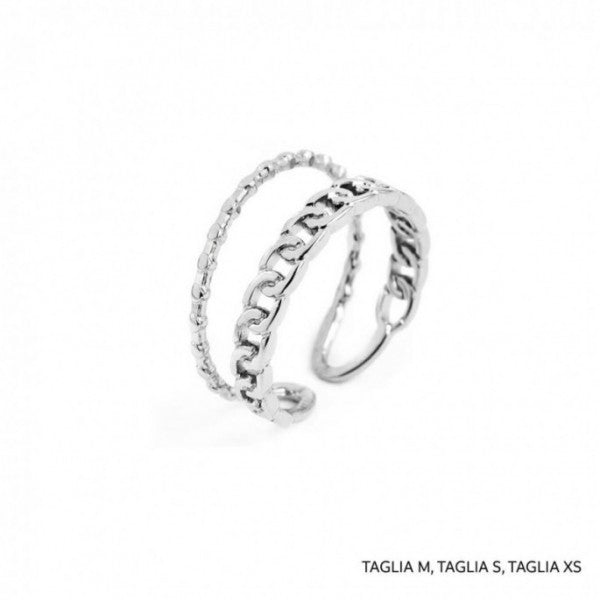 18AN104-S ANELLO DOPPIA FASCIA GRUMETTA E PUNTINATA