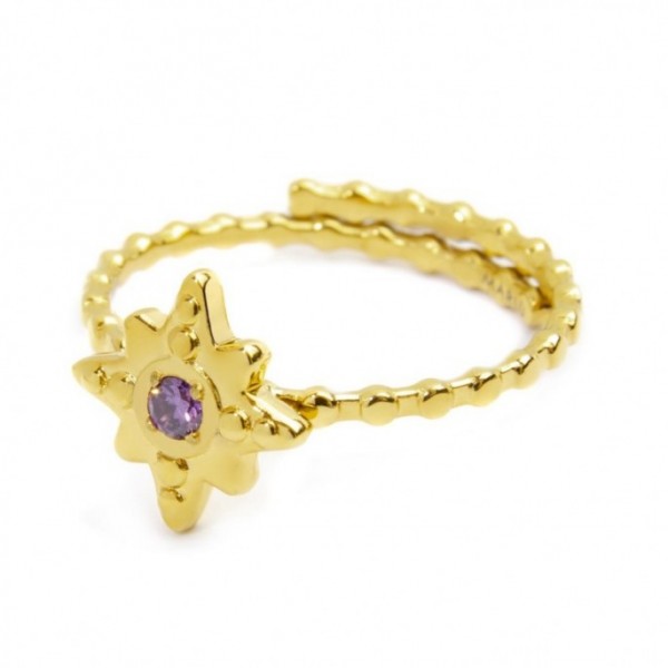 18AN112G ANELLO ROSA DEI VENTI CON ZIRCONE VIOLA