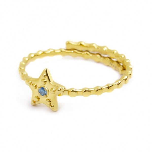 18AN111G ANELLO STELLA CON ZIRCONE AZZURRO