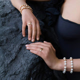 Anello Elastico Perle e cuore centrale "Starball" - Gioielleria Fondente