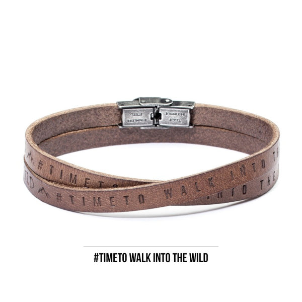18br120 Bracciale 2 giri pelle walk into the wild