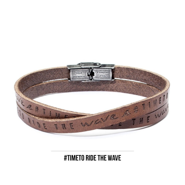 18br121 Bracciale 2 giri pelle ride the wave