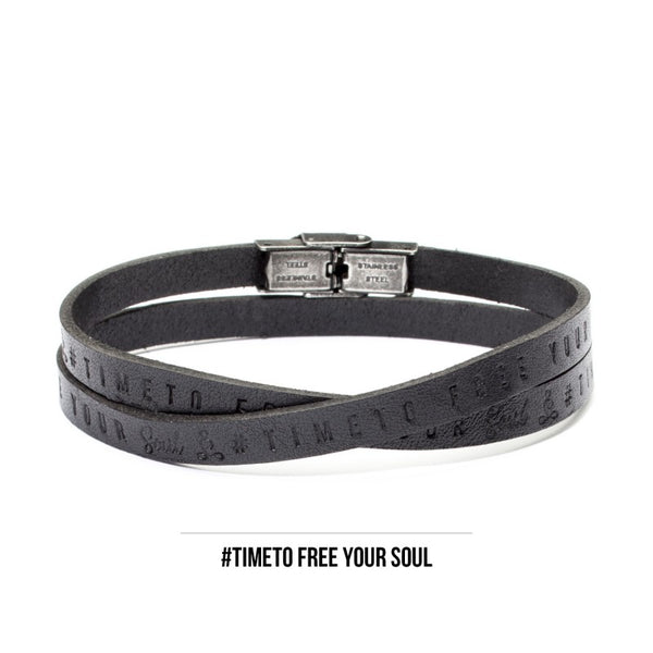 18br119 Bracciale 2 giri pelle free your soul