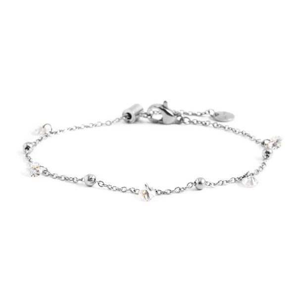 2br0061-w Bracciale con cristalli bianchi e sfere
