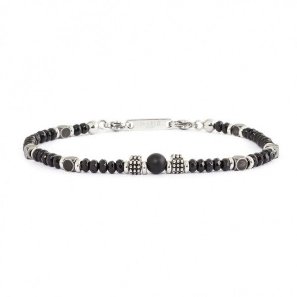 4BR1851 Bracciale Agata nera