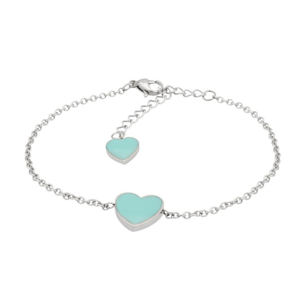 18br032t Bracciale con cuore smalto turchese