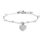 15BR080-W BRACCIALE CON PENDENTE CUORE AMICA CON SFERE E ZIRCONI BIANCHI