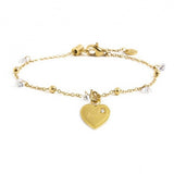 15BR080G-W BRACCIALE CON PENDENTE CUORE AMICA CON SFERE E ZIRCONI BIANCHI