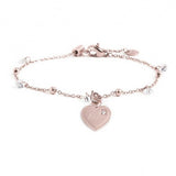15BR080R-W BRACCIALE CON PENDENTE CUORE AMICA CON SFERE E ZIRCONI BIANCHI