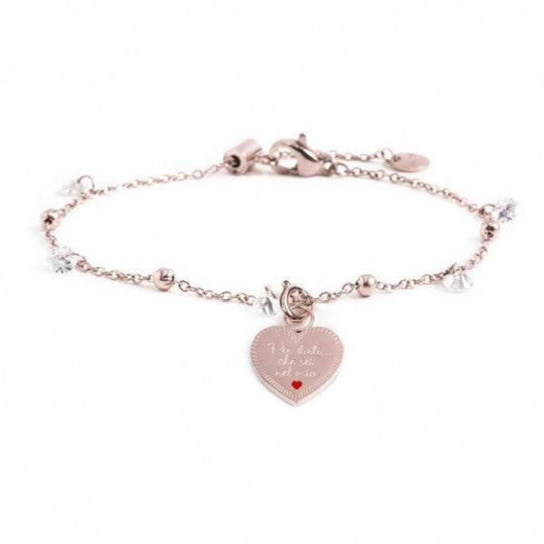 BRACCIALE CON PENDENTE CUORE AMICA CON SFERE E ZIRCONI BIANCHI - Gioielleria Fondente