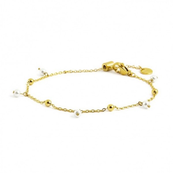 2br0071g-w Bracciale con sfere e perle