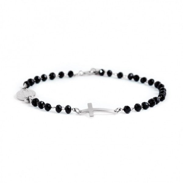 33BR0004N-M BRACCIALE CRISTALLI NERI ROSARIO