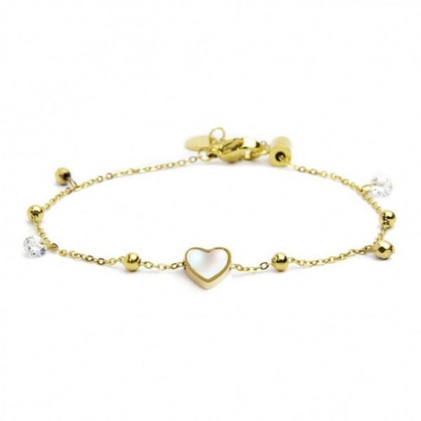 15BR069G-W BRACCIALE CUORE MADREPERLA