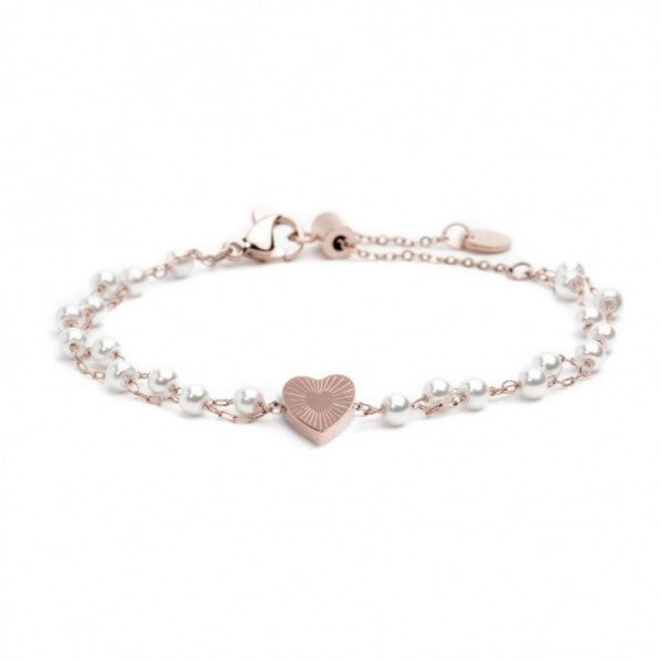 Gioielleria Fondente Bracciale con doppia catena e perle
