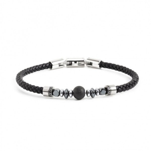 1BR0040 BRACCIALE ECOPELLE NERA SFERA
