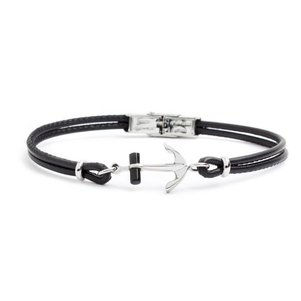 Bracciale in pelle con ancora - Gioielleria Fondente