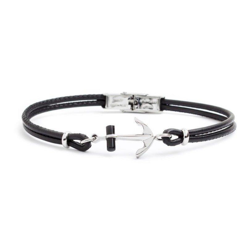Bracciale in pelle con ancora - Gioielleria Fondente