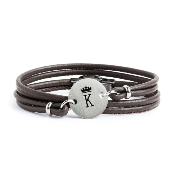 18br132m Bracciale in pelle targa lettera k