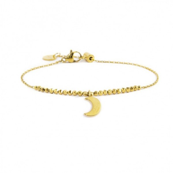 Bracciale Luna Pendente Con Cristallo Blu Ed Ematite Sfaccettata - Gioielleria Fondente
