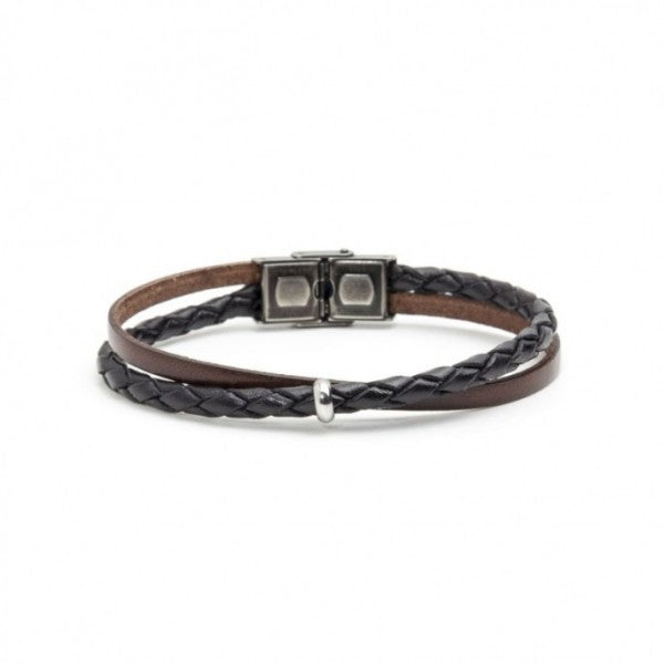 4br1803mn BRACCIALE BICOLORE IN PELLE